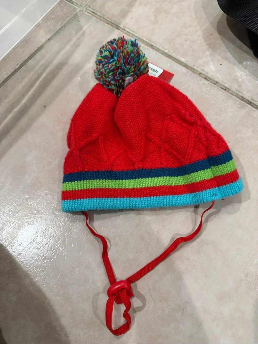 Pet paw hat Kids Red Pom Hat with Ear Ties @@@